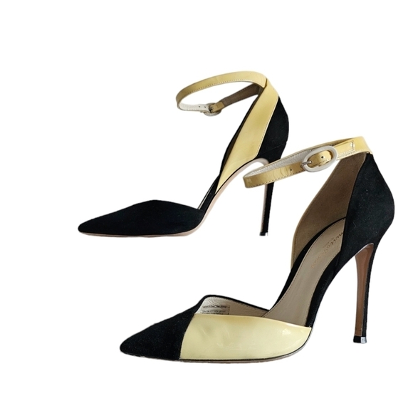 Gianvito Rossi made in Italy Black suede/yellow patent leather heels size 37 - Picture 5 of 10
